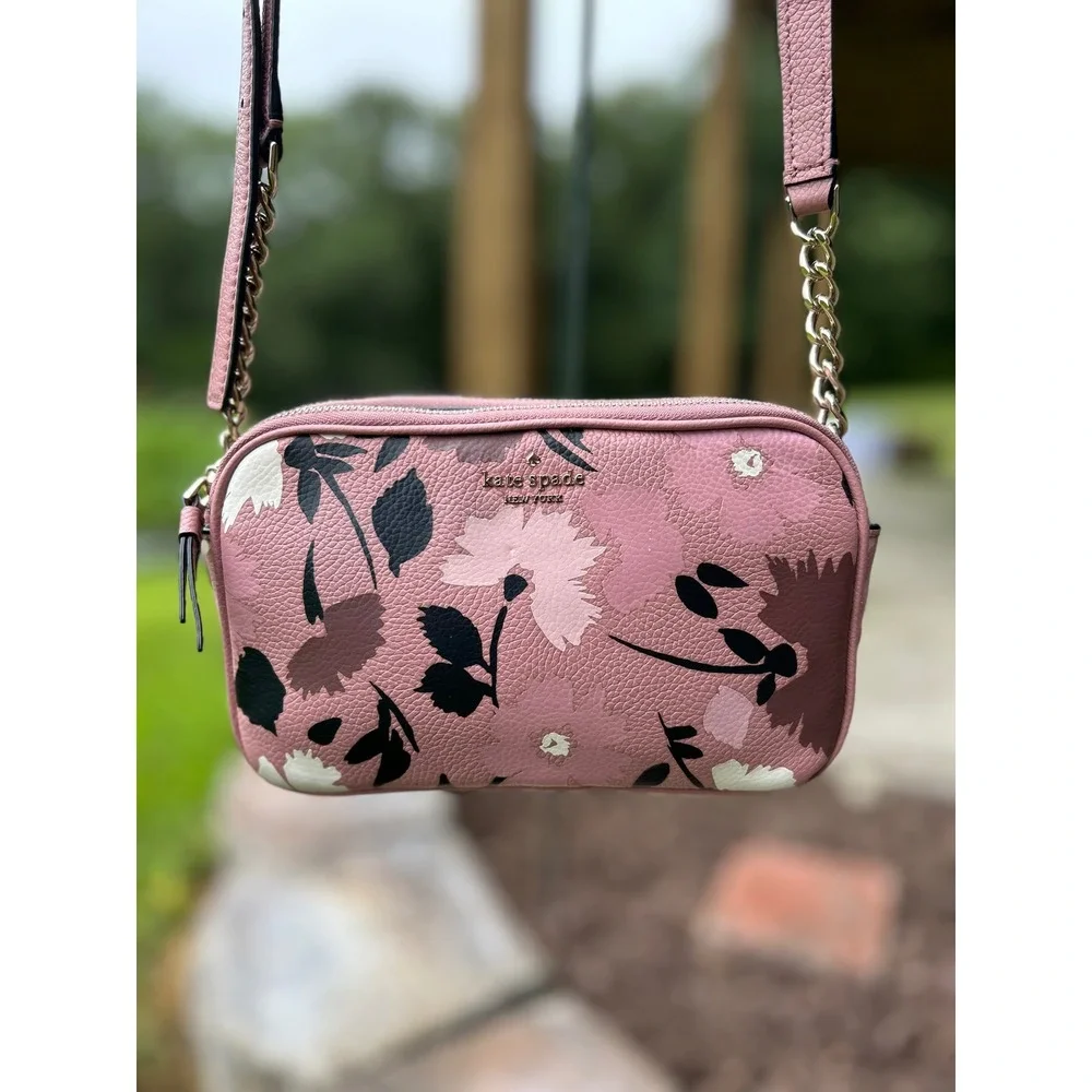 Kate Spade Bag Briar Lane Gala Floral Kendall Pink Dusty Rose Leather Crossbody